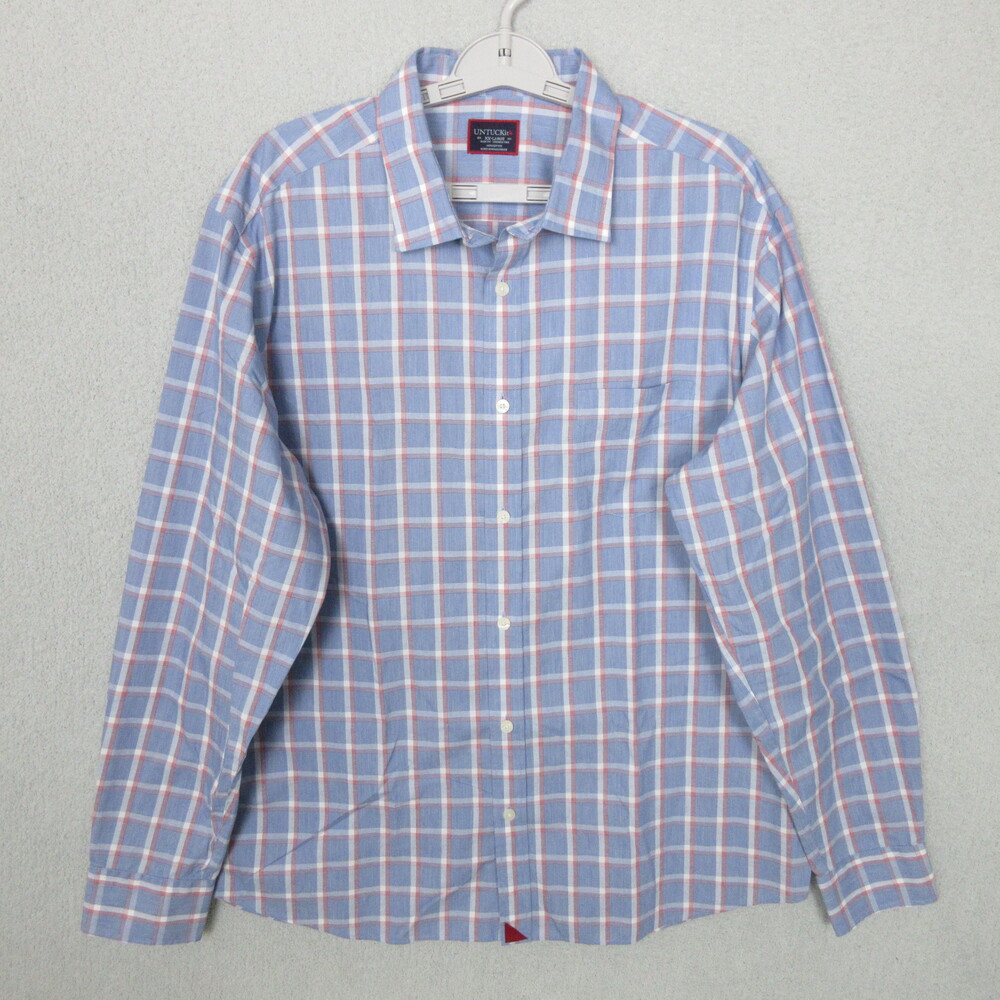 UNTUCKIT Button Down Mens Size XXL Plaid Slim Fit Wrinkle Free Classic